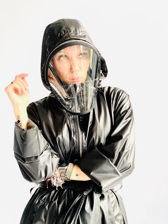 NEW Collection Black Zipper Hooded Raincoat With Zipper NEW Collection Black Zipper Hooded Raincoat With Zipper