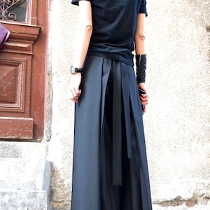 New Loose Wide Black Plated Skirt Pants / Wide Leg Pants Spring / New Collection by Aakasha A05422 image 4