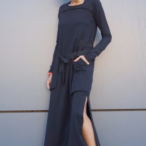 New  Maxi Dress / Black Kaftan Cotton  Dress /Side Pockets  Dress / Extravagant Cotton Party Dress /Daywear Dress A03464