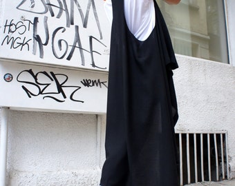 Loose Black  vest Top Exclusive Soft light Fabric  / Asymmetric  Vest / Extravagant Asymmetric Tunic  Top A02075