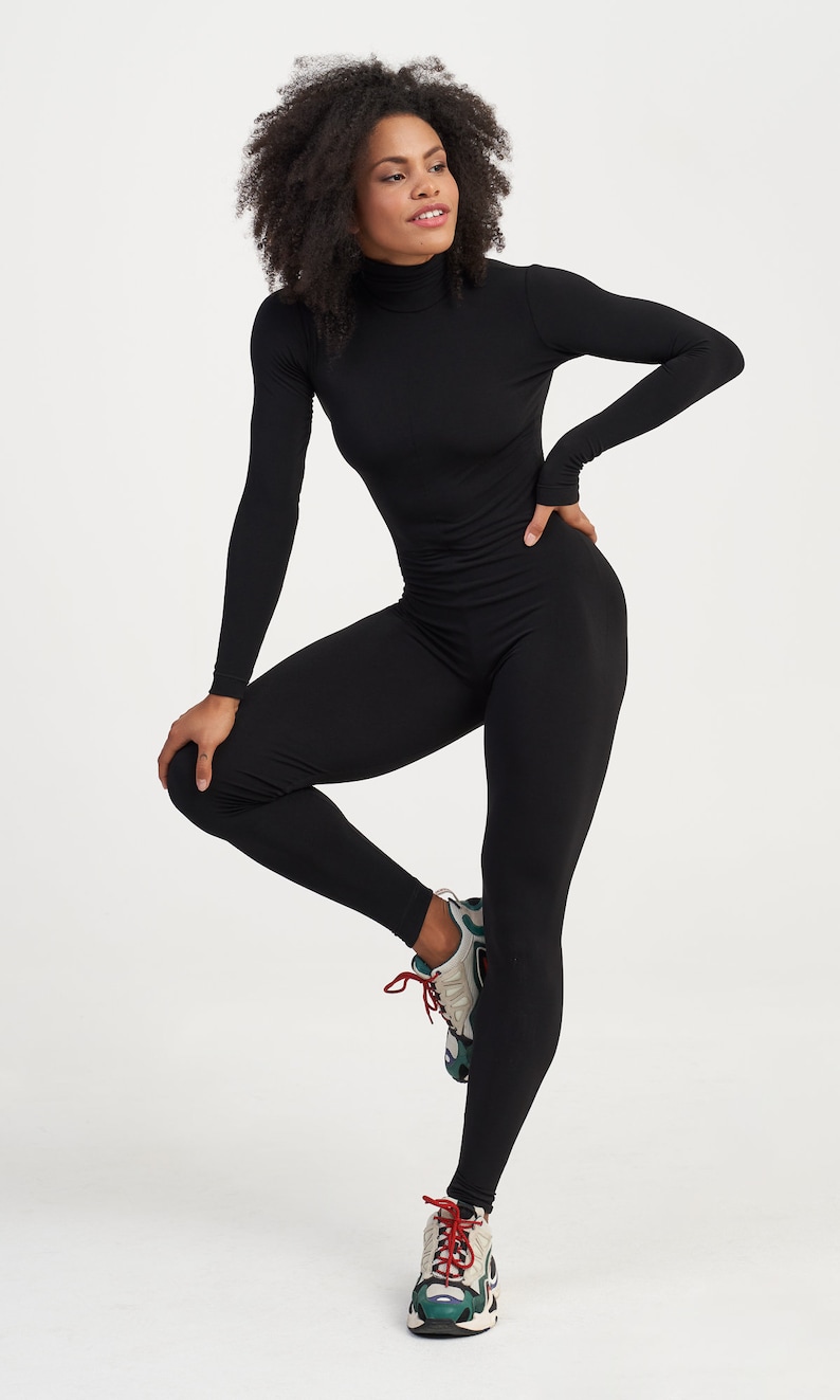 Fitted Elastic Turtleneck Jumpsuit A19964 image 1