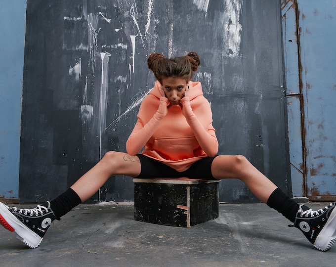 Warm Hoodie ,Drop Shoulder Oversized Hoodie, Front pocket fleece hoodie ,Thumb Holes sleeves  handmade by Aakasha A92039