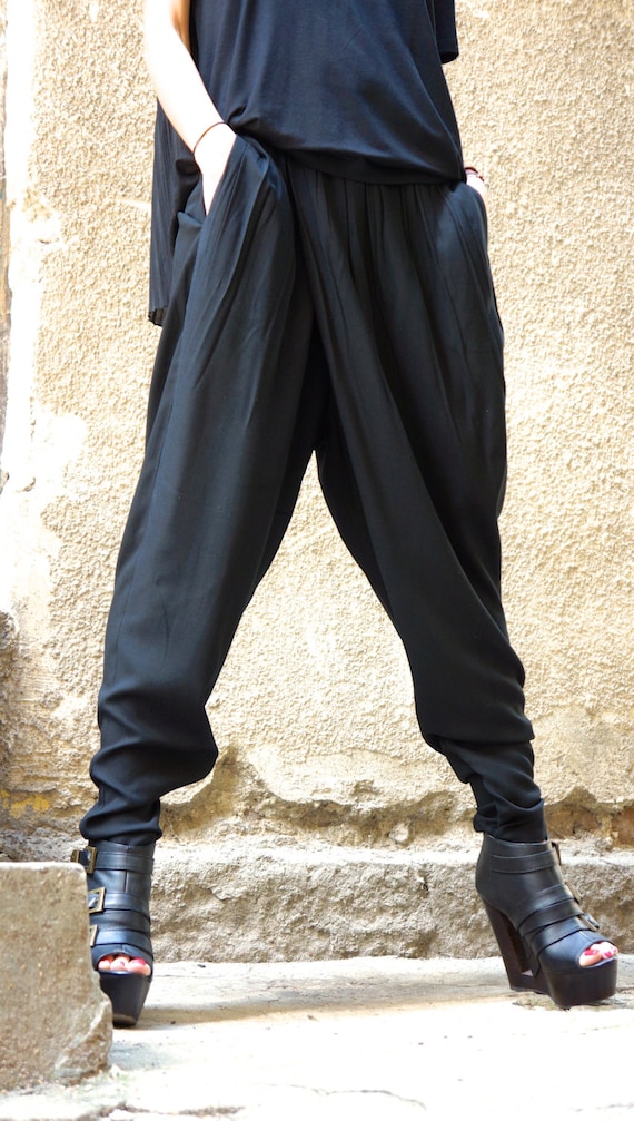 New Loose Black Pants / Wide Leg Pants / Soft Light Viscose