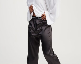 Satin trousers  Black  Men  HM IN