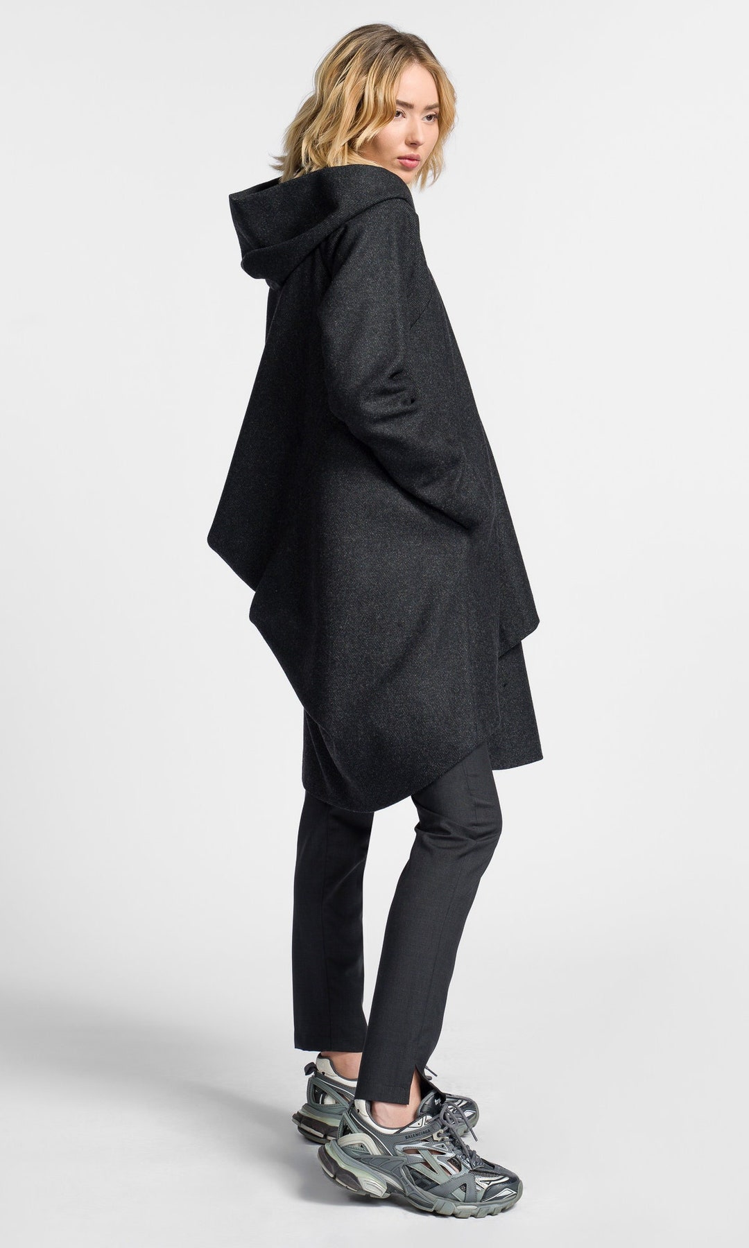 Asymmetric Drape Back Coat A07570 - Etsy