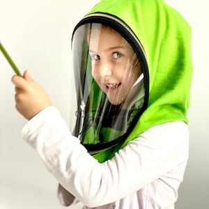 Fully Closed Hooded Kids Shiled , Hooded Face Shield, Anti Fog Child, Face Hood Mask, Protective Face Wear, Zipper Shield by Aakasha A40960 image 1