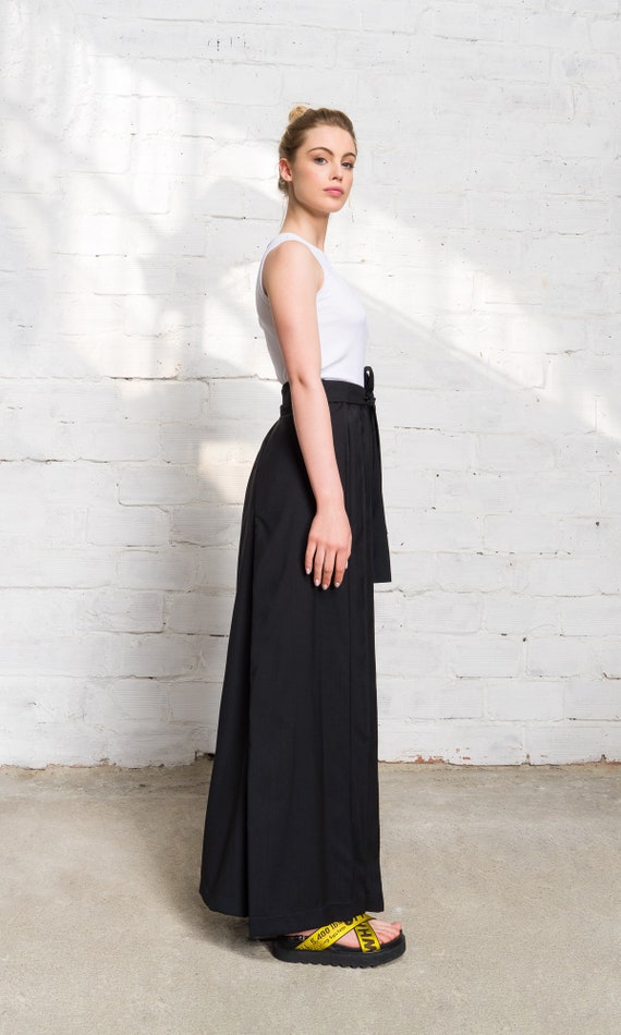 Darker Wavs Lace Up Pants With Skirt Panel - Black – Dolls Kill
