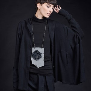 Oversize Asymmetric Hooded Cardigan A90401