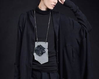 Oversize Asymmetric Hooded Cardigan A90401