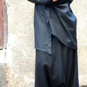 NIEUWE collectie losse linnen zwarte harembroek / extravagante drop kruis zwarte broek extravagante broek van AAKASHA A05131 afbeelding 3