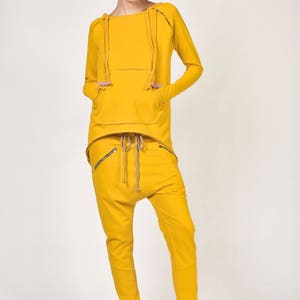 NEW Loose Casual Yellow  Drop Crotch Harem Pants / Extravagant Cotton  Pants /Side zipper pockets / Unique Pants  by AAKASHA A05313