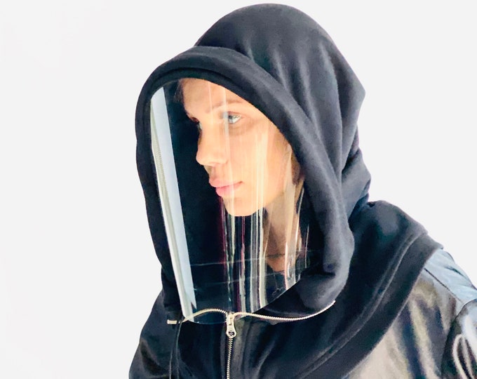 Hooded Face Shield Reusable, Shield Mask ,Anti Fog Adults, Face Hood Mask, Protective Face Wear, Zipper Shield  by Aakasha A40958