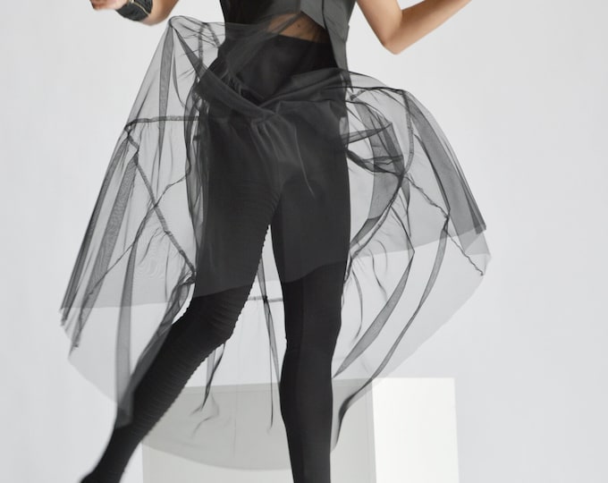 Summer Linen Maxi Tulle Dress, Short Sleeves Maxi Dress with Front Pockets, Extravagant Short Sleeve Tulle dress A90497