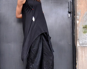 NEW Black Loose  Back  Tank  Top /  Soft Casual Sport Wear /  Extravagant Top A04127