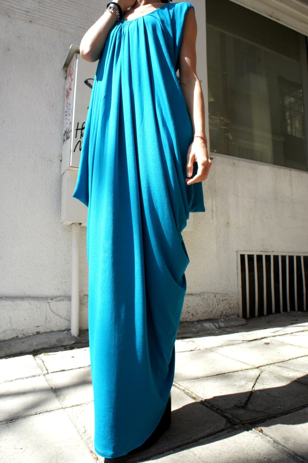 Turquoise Kaftan / Maxi Turquiose Dress / Asymmetrical Tunic - Etsy