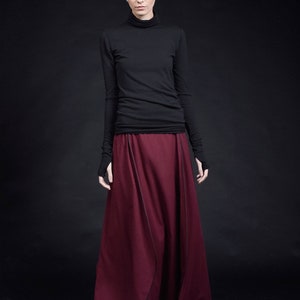 NEW   BURGUNDY  Linen Maxi Skirt /  Extravagant Long  Skirt / Maxi Flowing Skirt HandMade by Aakasha A09903