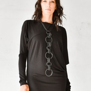 Trendy Double Rings Leather necklace A90338