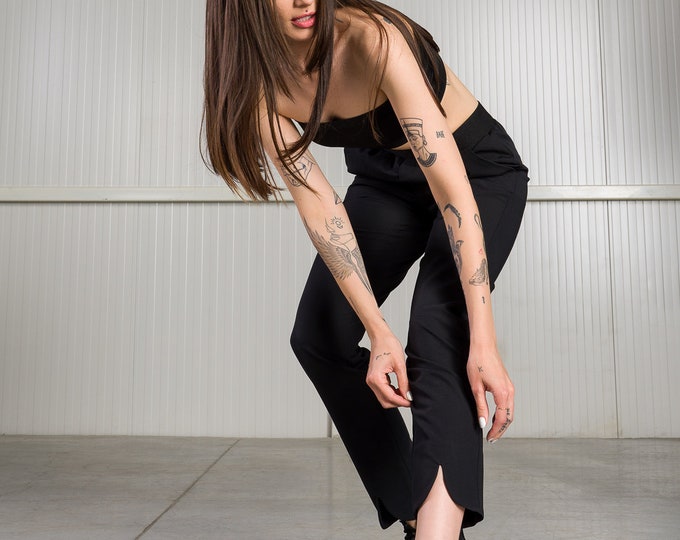 Loose Casual Black Drop Crotch Harem Pants / Extravagant Black Pants/Unisex pants A05026