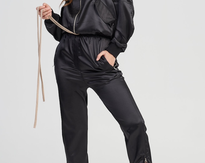 Satin Bomber Jacket & Pants Set