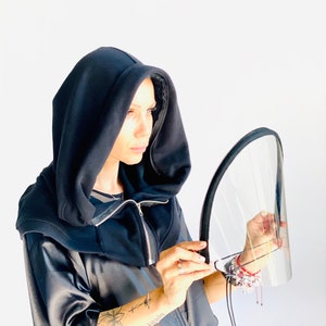 Hooded Cotton Face Shield Reusable, Shield Mask , Face Mask Adults, Face Hood Mask, Protective Face Wear, Zipper Shield  by Aakasha