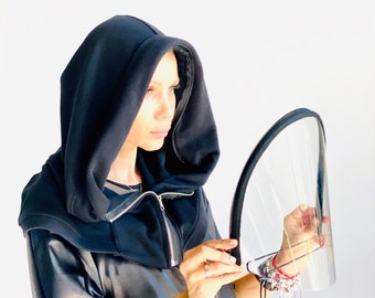 Aakasha Hooded Cotton Face Shield, Zipper Protective Mask