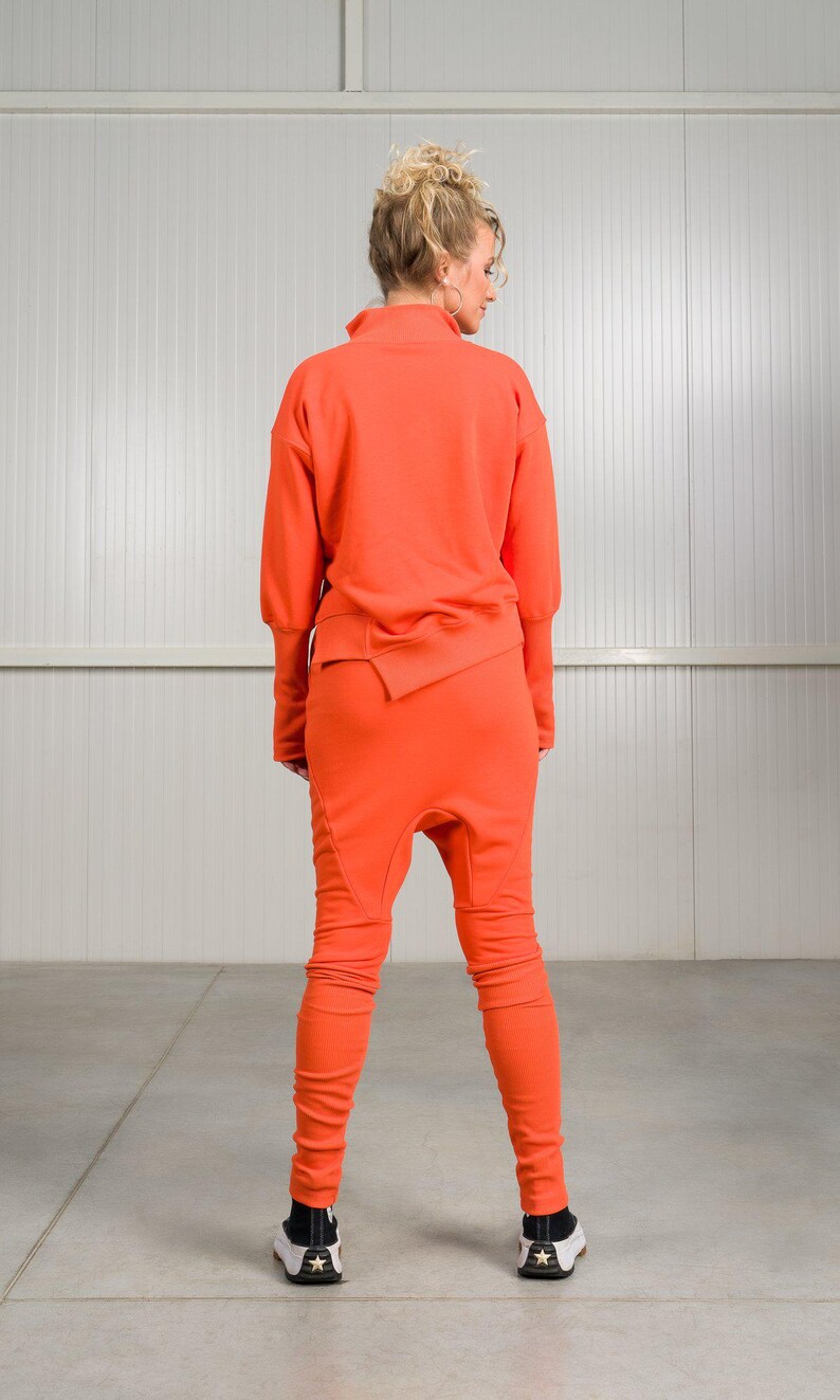 Katoenen sweater met asymmetrische ritssluiting, mouwen met duimgat A92214 afbeelding 6