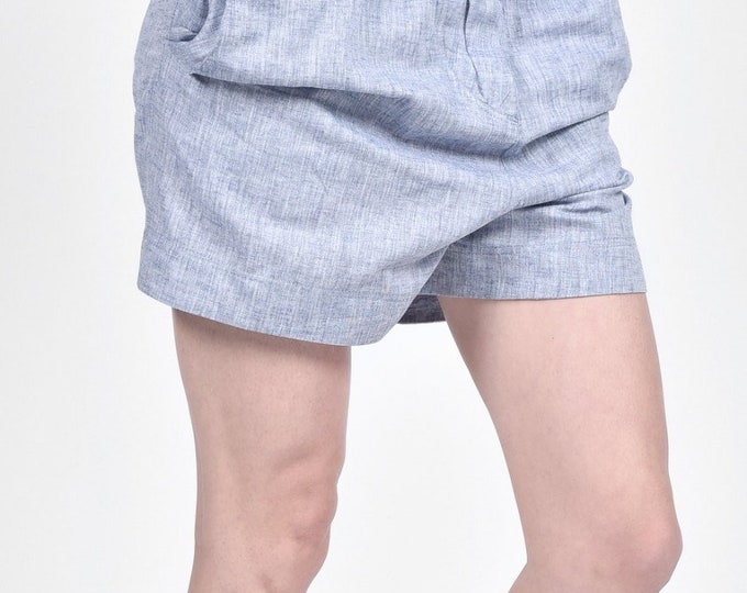 Linen Drop Crotch Shorts A90494