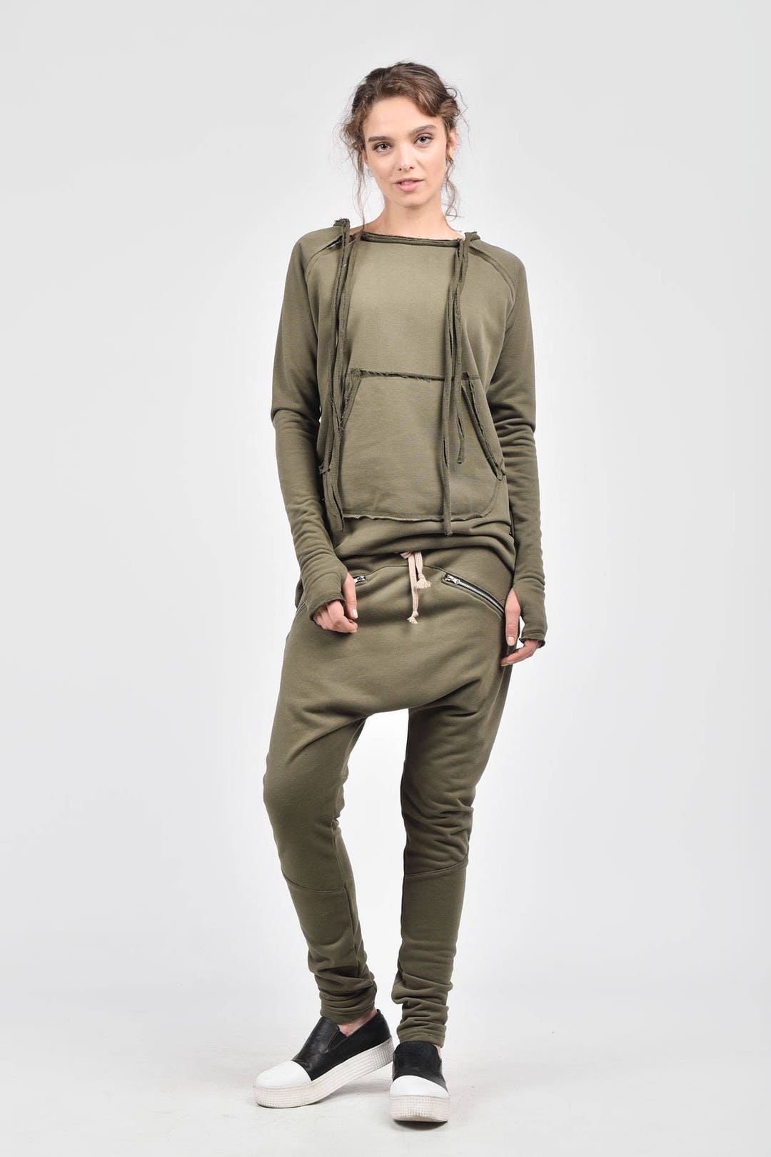 NEW Loose Casual Military Green Drop Crotch Harem Pants / - Etsy