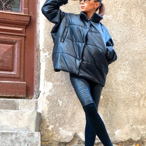 NEW Winter Warm Asymmetric Extravagant Black Coat / Waterproof Windproof Quilted Coat by AAKASHA A20344 image 5