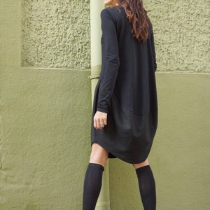 New COLLECTION Oversized Black Loose Casual Top / Linen Cotton Top /Extravagant Tunic with Long Sleeves / Black Dress by Aakasha A02546 image 1