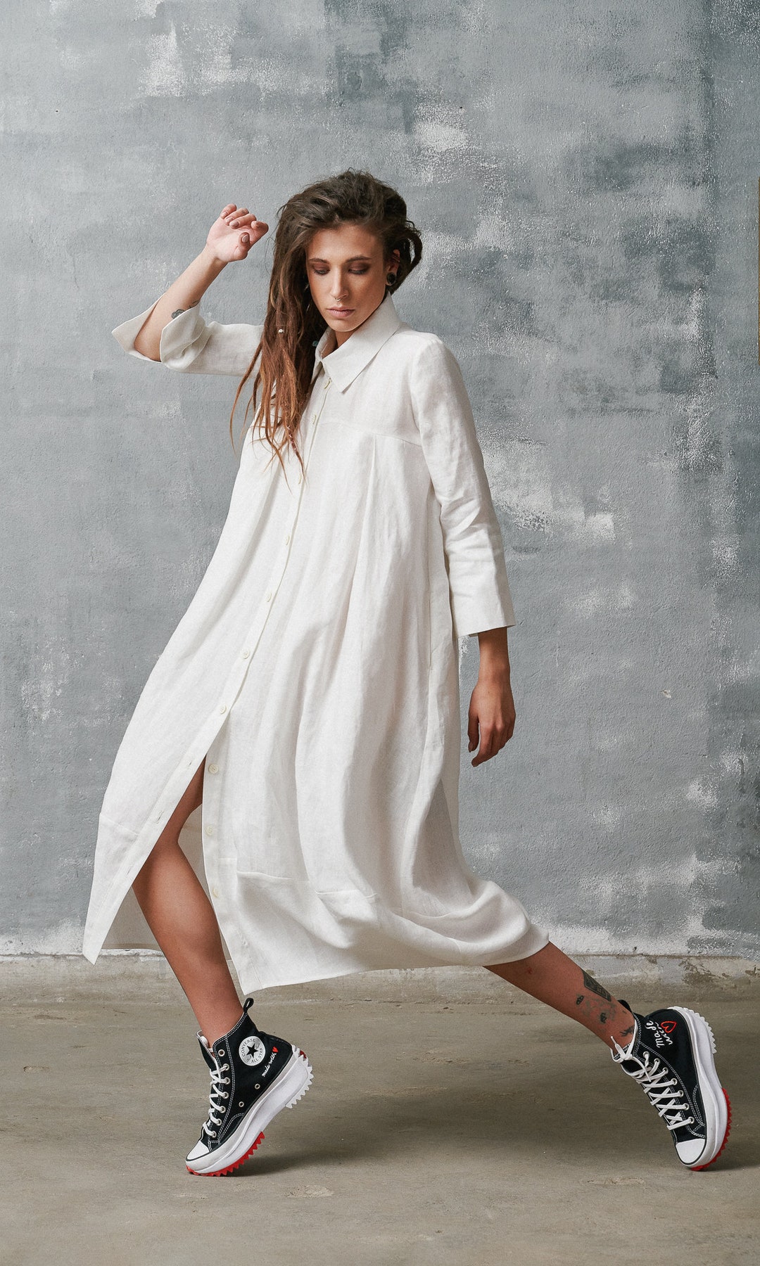Balloon Linen Shirt Dress , Maxi Linen Shirt , Summer Linen Balloon Linen Shirt Dress , Maxi Linen Shirt , Summer Linen