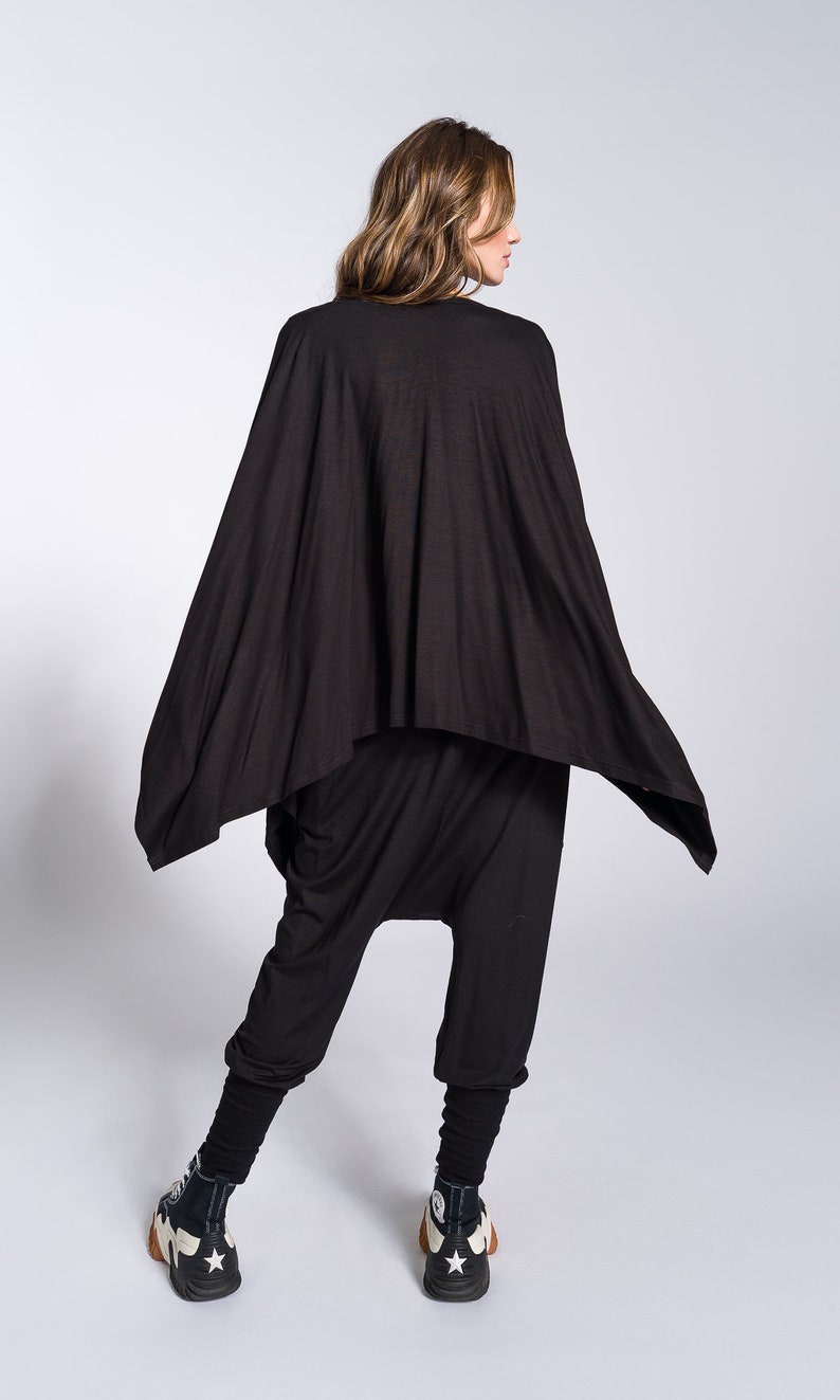 Loose Drop Crotch Pants with Ribbed Cuffs image 8