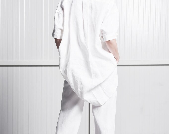 Asymmetric Loose Linen Shirt A90468