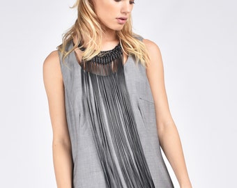 Rich Leather Necklace with Beads A16867