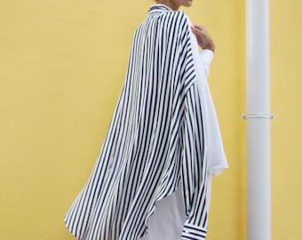 NEW  COLLECTION Sexy White Viscose  Linen Maxi Shirt / Extravagant Double Shirt / Teo Oversized Long Shirts by Aakasha A11483