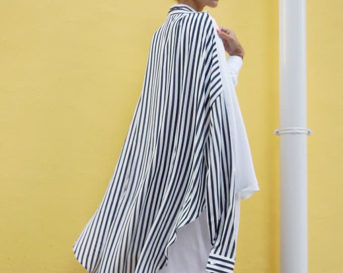 NEW  COLLECTION Sexy White Viscose  Linen Maxi Shirt / Extravagant Double Shirt / Teo Oversized Long Shirts by Aakasha A11483