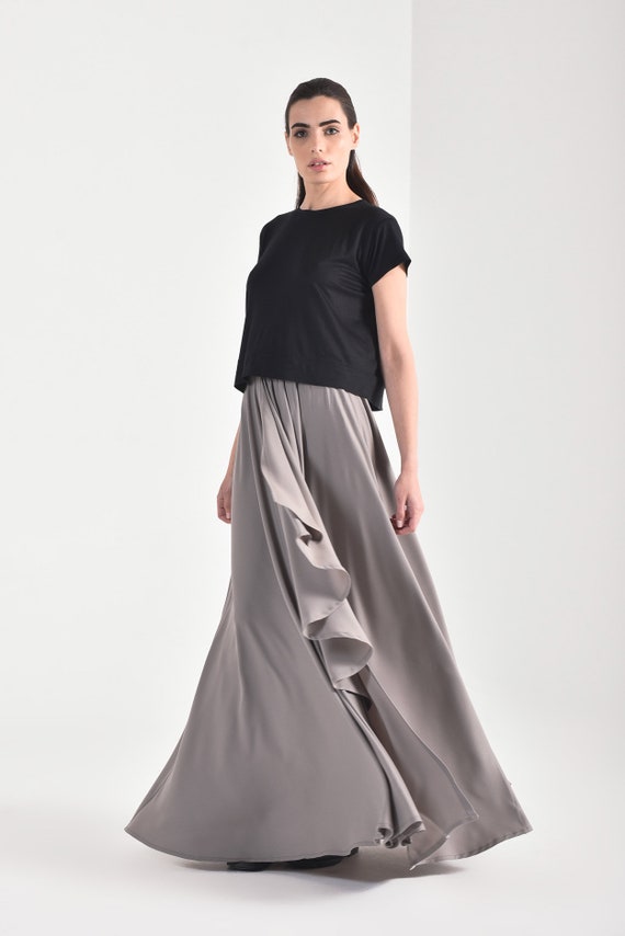 Maxi Extravagant Draped Skirt A90480 | Etsy