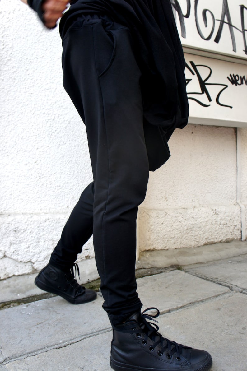 black drop crotch pants