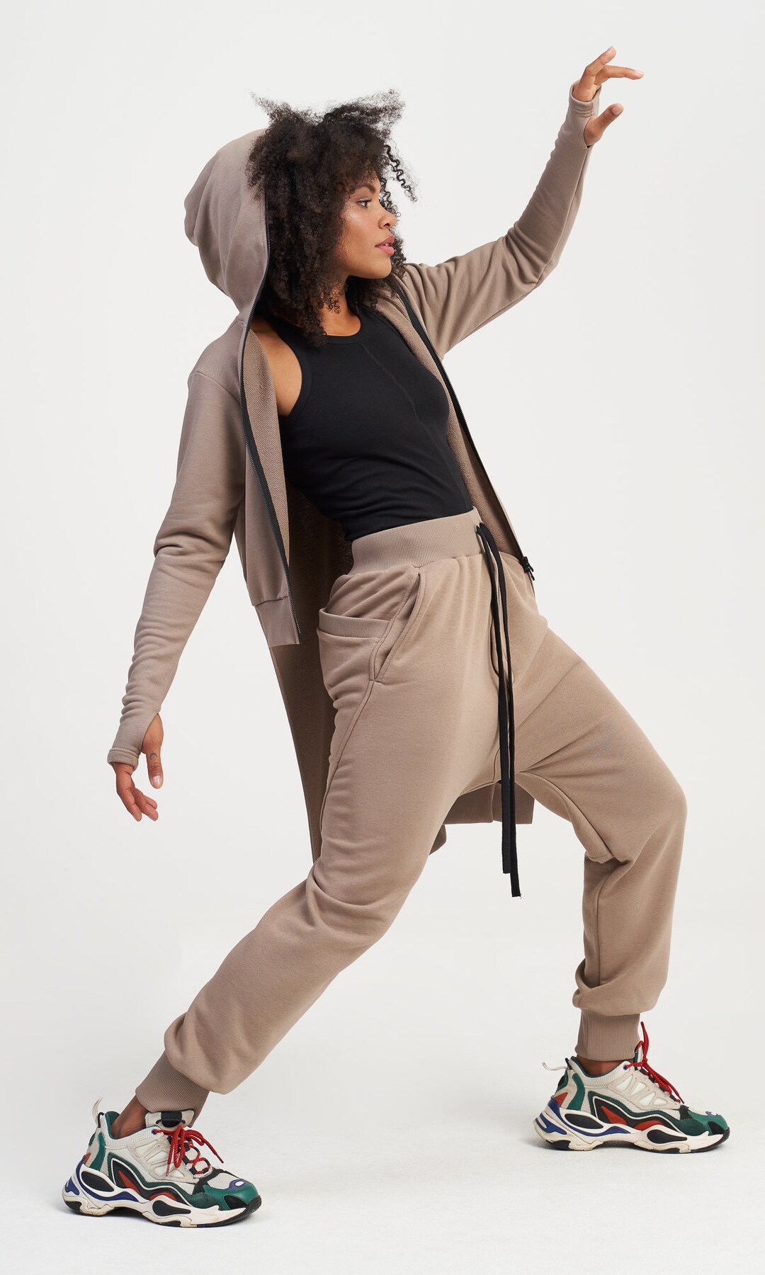 Drop Crotch Pants With Ribbed Details A05991 - Etsy