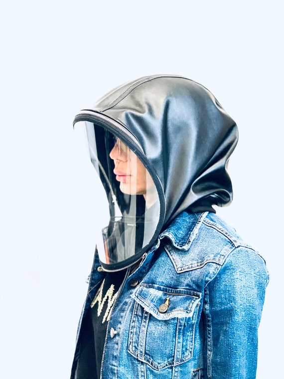 Vegan Zipped Hooded Shield, Full Face Covering With Polycarbonate Shiled  ,face Protective Shield ,vegan Hood Anti-fog Spray Hood by Aakasha - Etsy