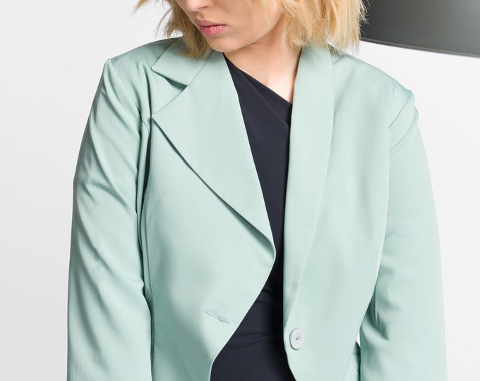 Short Single Button Blazer, Asymmetric Blazer A10763