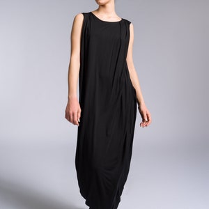 Summer Plus Size Sleeveless Dress, Jersey Dress with Asymmetric Draped Hem A92268