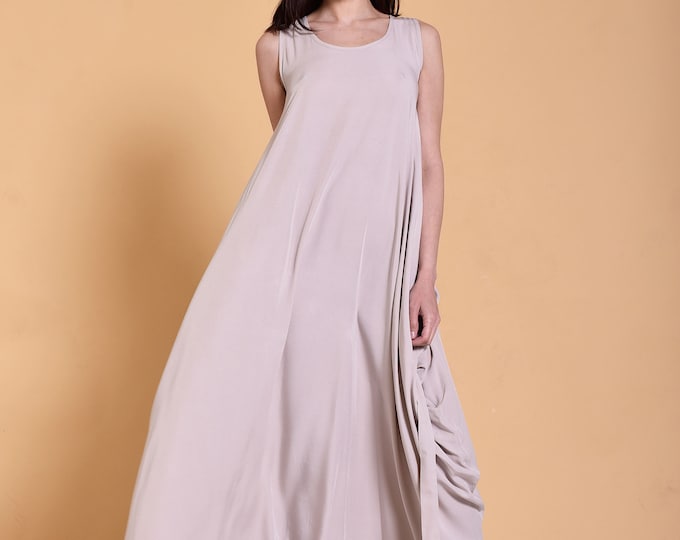 Draped sleeveless dress with adjustable belt A03633