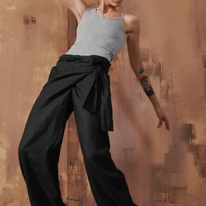 Linen Wrap Pants A05034