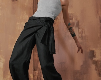 Linen Wrap Pants A05034