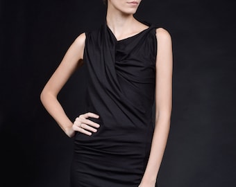 Asymmetric Sleeveless draped top A90425