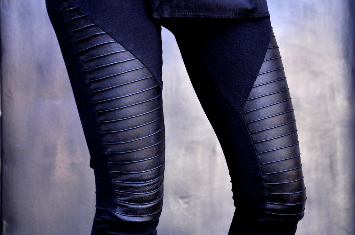 NEW COLLECTION Black Extra Long Leggings / Genuine Leather Etsy