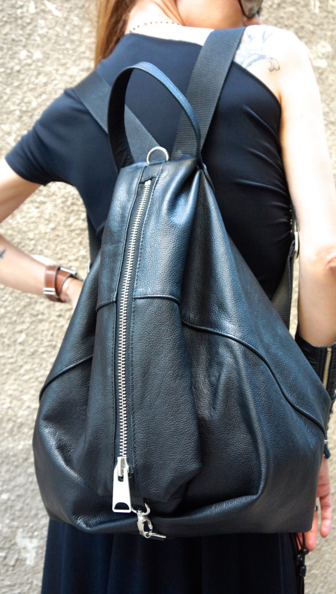 NEW Genuine Leather Black BackPack / High Quality YKK Etsy