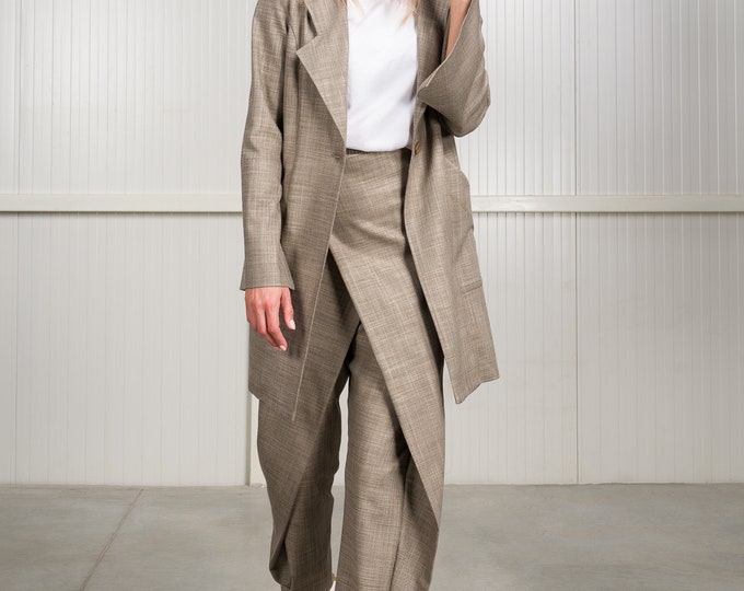 Plain Weave Pants and Open Back Blazer SET A92212