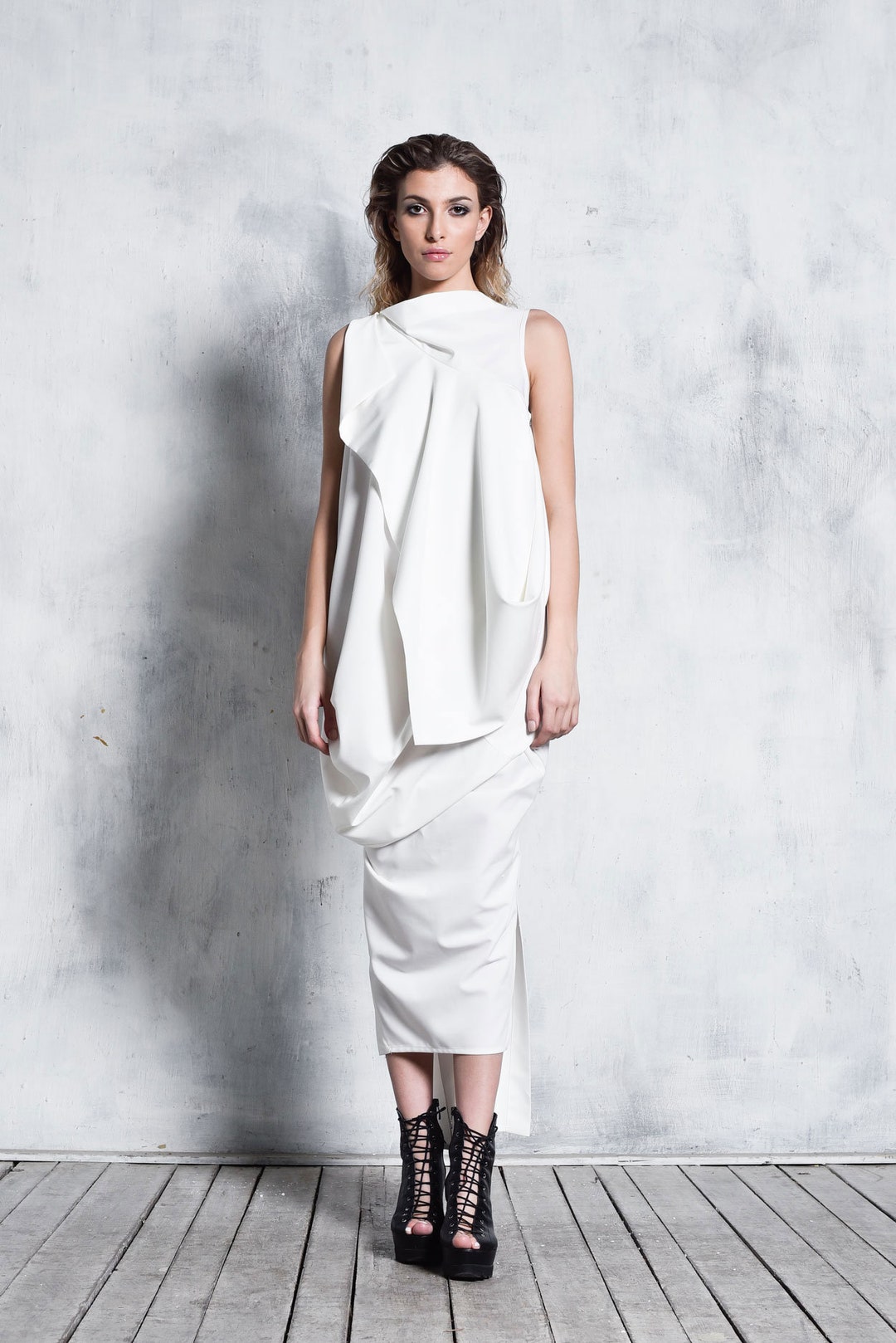 Extravagant Asymmetric Sleeveless Dress A03768 - Etsy